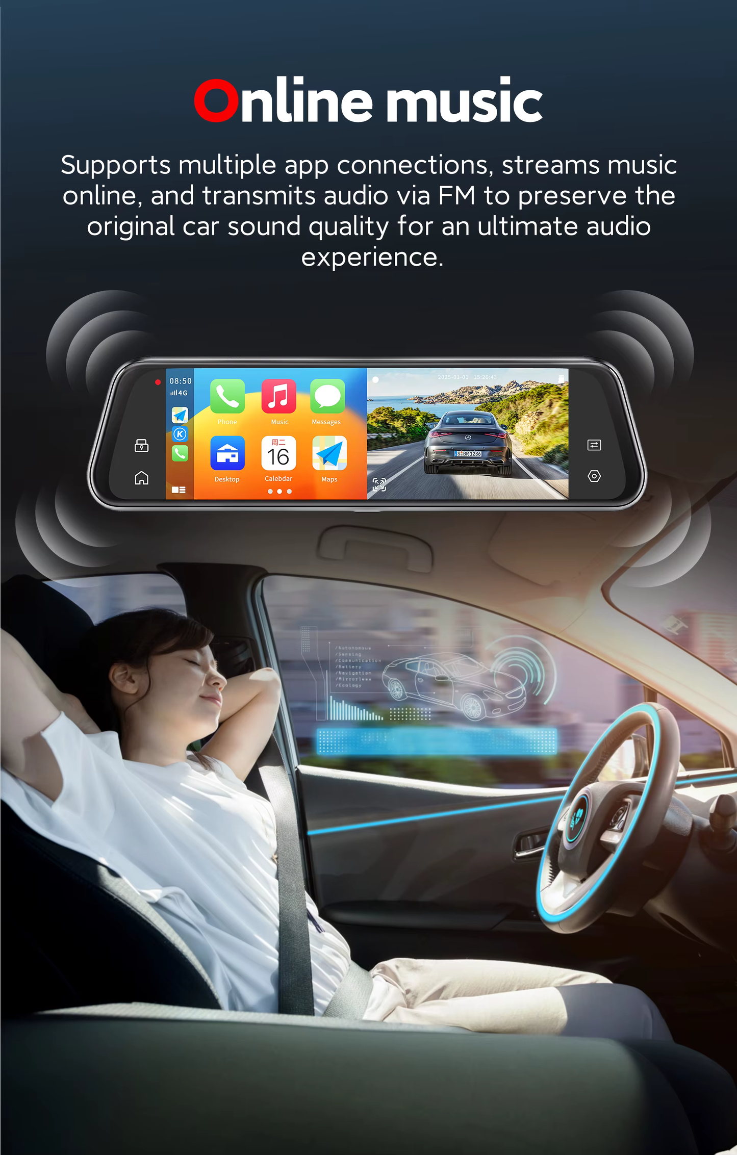 CarLover - Premium Dual Lens Dash Cam™ W Apple-Carply/Andriod-Auto