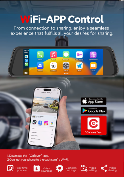 CarLover - Premium Dual Lens Dash Cam™ W Apple-Carply/Andriod-Auto